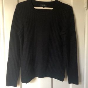 Black Ribbed Merino Wool Sweater